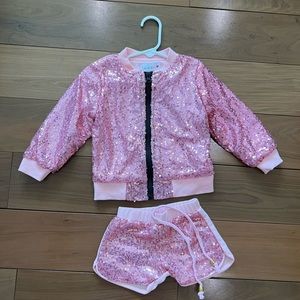 Toddler Girl Sequin Jacket w/ Shorts - Sz 2T - Made in Italy